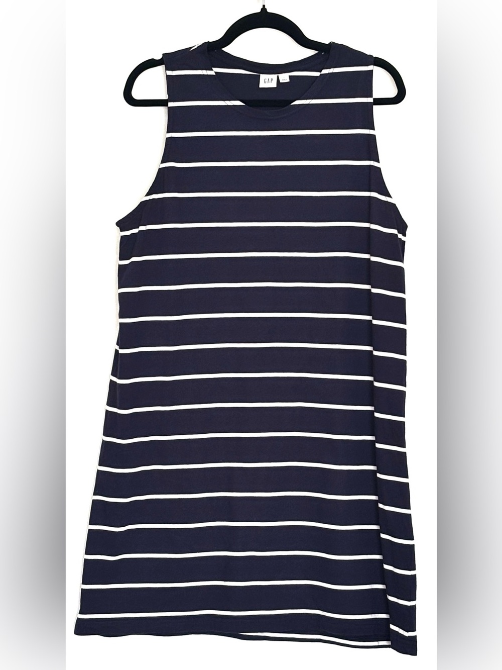 Gap Stripe Jersey Mini Dress Navy & White Stripe Size Large 100% Cotton - Picture 2 of 5